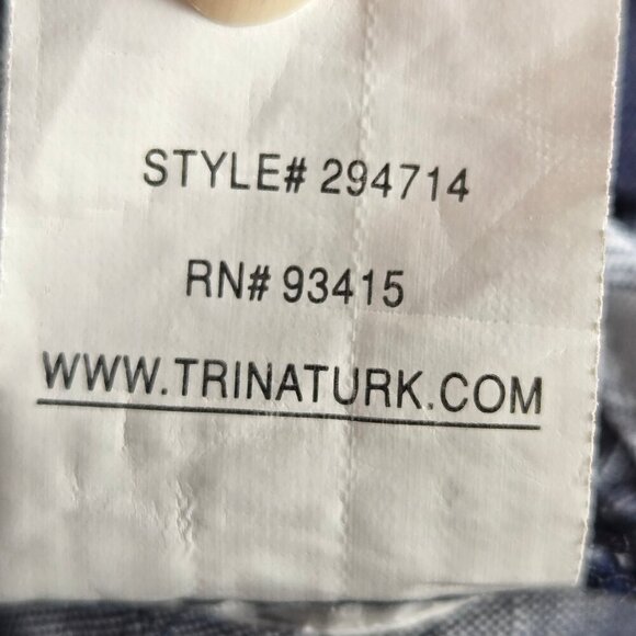 Trina Turk Size Small Blue Romper Cap Sleeve Button Front Zip Fly V-neck - Picture 11 of 14